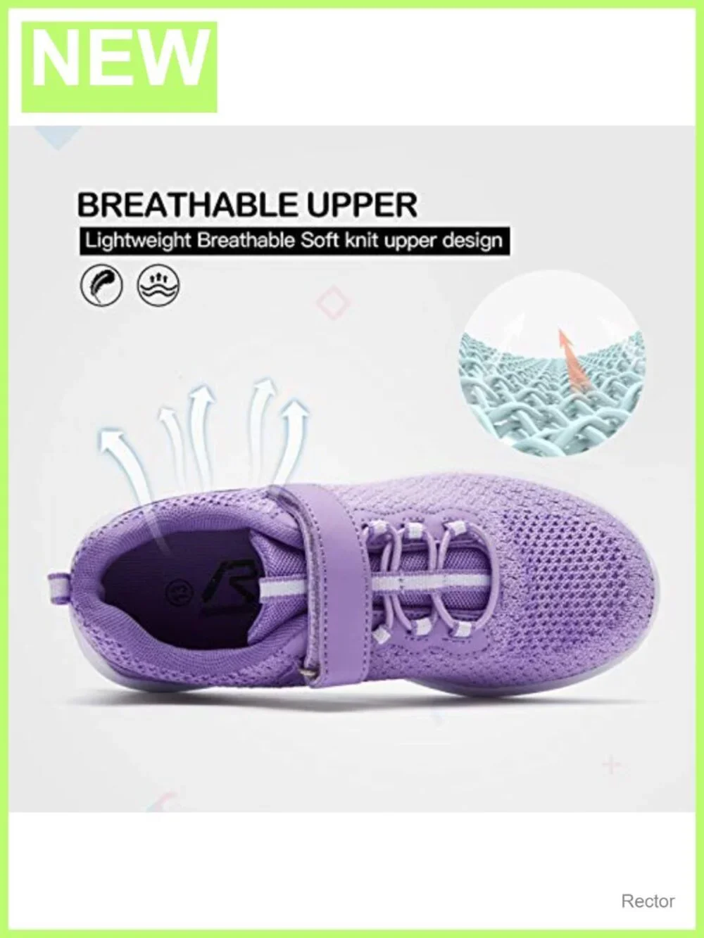 Kids Lightweight Knit Sneakers Hook and Loop Tennis Running Shoes